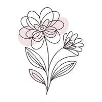 Continuous one line art flower design hand drawn simple flower outline vector