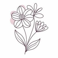 Continuous one line art flower design hand drawn simple flower outline vector