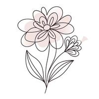 Continuous one line art flower design hand drawn simple flower outline vector