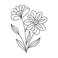 Continuous one line art flower design hand drawn simple flower outline vector