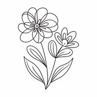 Continuous one line art flower design hand drawn simple flower outline vector