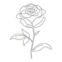 Continuous one line drawing Rose Line art Abstract minimal Beautiful flower vector
