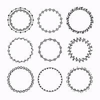 Set of round doodle frames isolated on white background vector