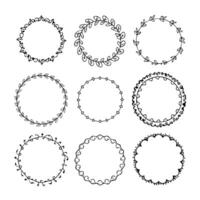 Set of round doodle frames isolated on white background vector