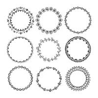 Set of round doodle frames isolated on white background vector