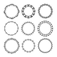 Set of round doodle frames isolated on white background vector