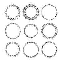 Set of round doodle frames isolated on white background vector