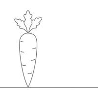 Continuous single line drawing of carrot icon isolated on white background vector