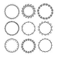 Set of round doodle frames isolated on white background vector