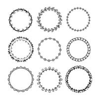 Set of round doodle frames isolated on white background vector