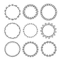 Set of round doodle frames isolated on white background vector