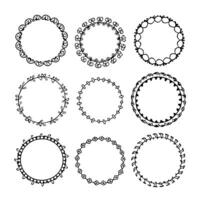 Set of round doodle frames isolated on white background vector