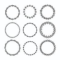 Set of round doodle frames isolated on white background vector