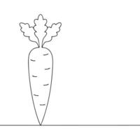 Continuous single line drawing of carrot icon isolated on white background vector