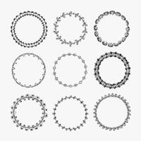 Set of round doodle frames isolated on white background vector