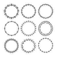 Set of round doodle frames isolated on white background vector