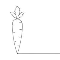 Continuous single line drawing of carrot icon isolated on white background vector
