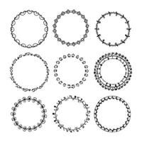 Set of round doodle frames isolated on white background vector