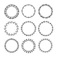 Set of round doodle frames isolated on white background vector