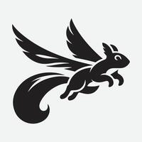 Captivating Flying Squirrel Silhouette Logo, Grace and Elegance in Motion vector