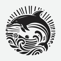 Enchanting Dolphin Silhouette, A Dance of Grace and Mystery vector