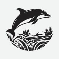 Enchanting Dolphin Silhouette, A Dance of Grace and Mystery vector