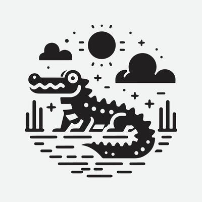 Majestic Crocodile Silhouette Icon, A Symbol of Strength and Elegance