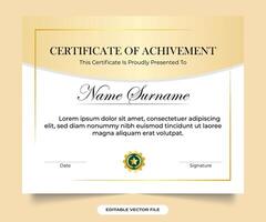 Professional certificate design with creative border decoration and vintage colors. Elegant certificate template. Modern Academic and educational credential frame design with calligraphy golden badge vector