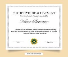 Certificate of achievement template.Professional certificate design with creative border decoration and vintage colors. Certificate template with elegant corner frame and certificate of achievement. vector