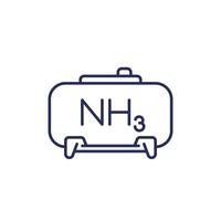 ammonia, NH3 gas line icon with a tank vector