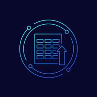 import icon with a spreadsheet, linear design vector