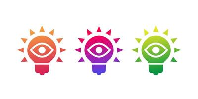 light bulb and eye icons with gradients vector