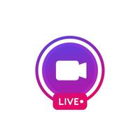 Live stream icon on white, vector