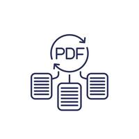 convert to PDF line icon with documents vector
