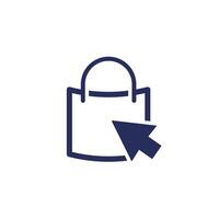 click and collect icon with shopping bag on white vector
