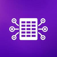 data to a spreadsheet icon, vector