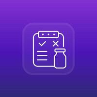 Pros and cons of vaccine icon, line design vector