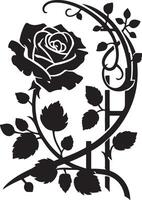 Elegant silhouette of a rose flower minimal line art vector