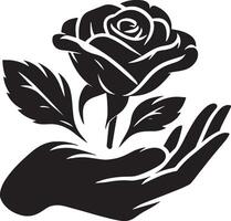 Elegant silhouette of a rose flower minimal line art vector