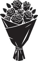 Elegant silhouette of a rose flower minimal line art vector