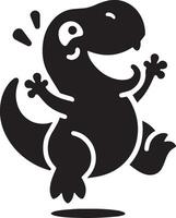 Cute Tyrannosaurus rex dinosaur silhouette with playful design vector
