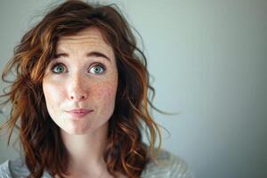 A clueless and stupid looking woman looking into the camera. AI generate photo