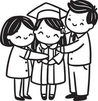 Cute Doodle of Girl in Graduation Cap vector