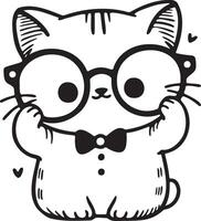 a cat wearing glasses cute nerdy look stylish intelligent nerdy and cute vector