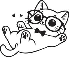a cat wearing glasses cute nerdy look stylish intelligent nerdy and cute vector