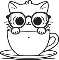 a cat wearing glasses cute nerdy look stylish intelligent nerdy and cute vector