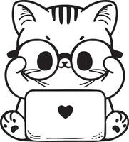 a cat wearing glasses cute nerdy look stylish intelligent nerdy and cute vector