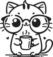 a cat wearing glasses cute nerdy look stylish intelligent nerdy and cute vector
