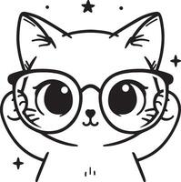 a cat wearing glasses cute nerdy look stylish intelligent nerdy and cute vector