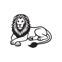 A lion Resting illustration in black and white vector